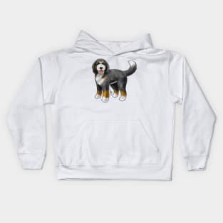 Dog - Bernadoodle - Tricolor Black and Tan Kids Hoodie